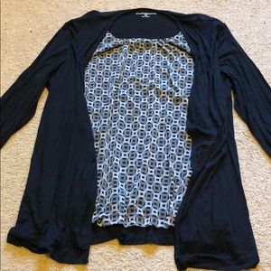 Black sweater with blouse insert